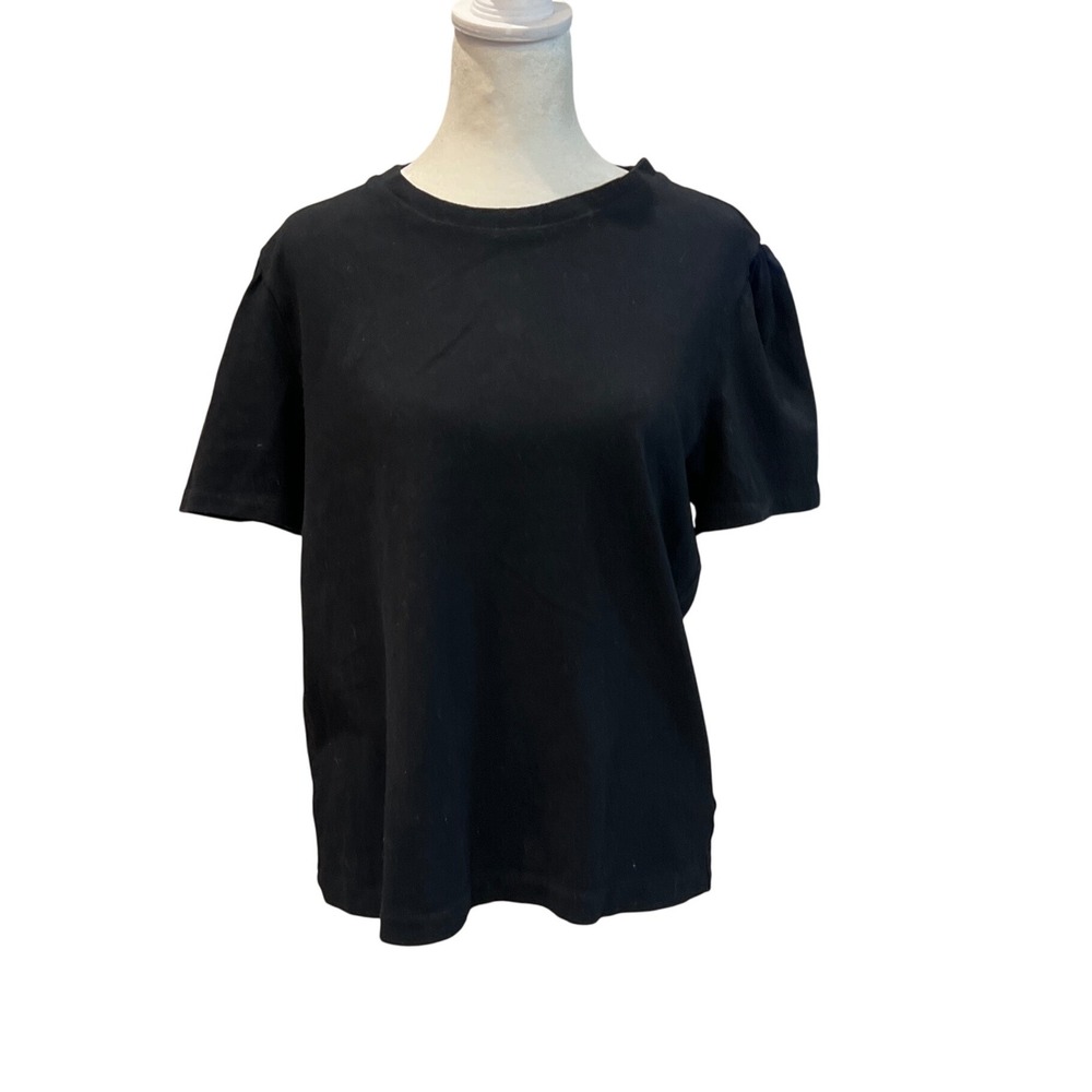 Citizens of Humanity Black Puff Sleeve Crew Neck T Shirt Size L